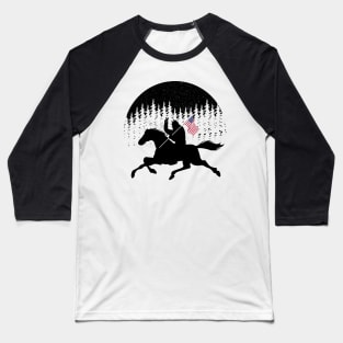 Bigfoot Riding Horse Riding Silhouette Usa Flag Baseball T-Shirt